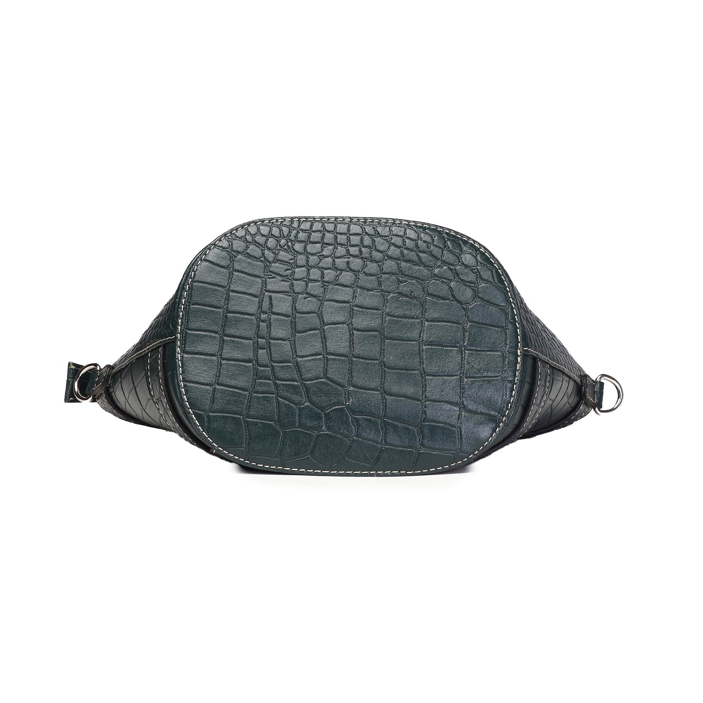 Syraah Green Croco-Print Premium Full-Grain Leather Tote Bag