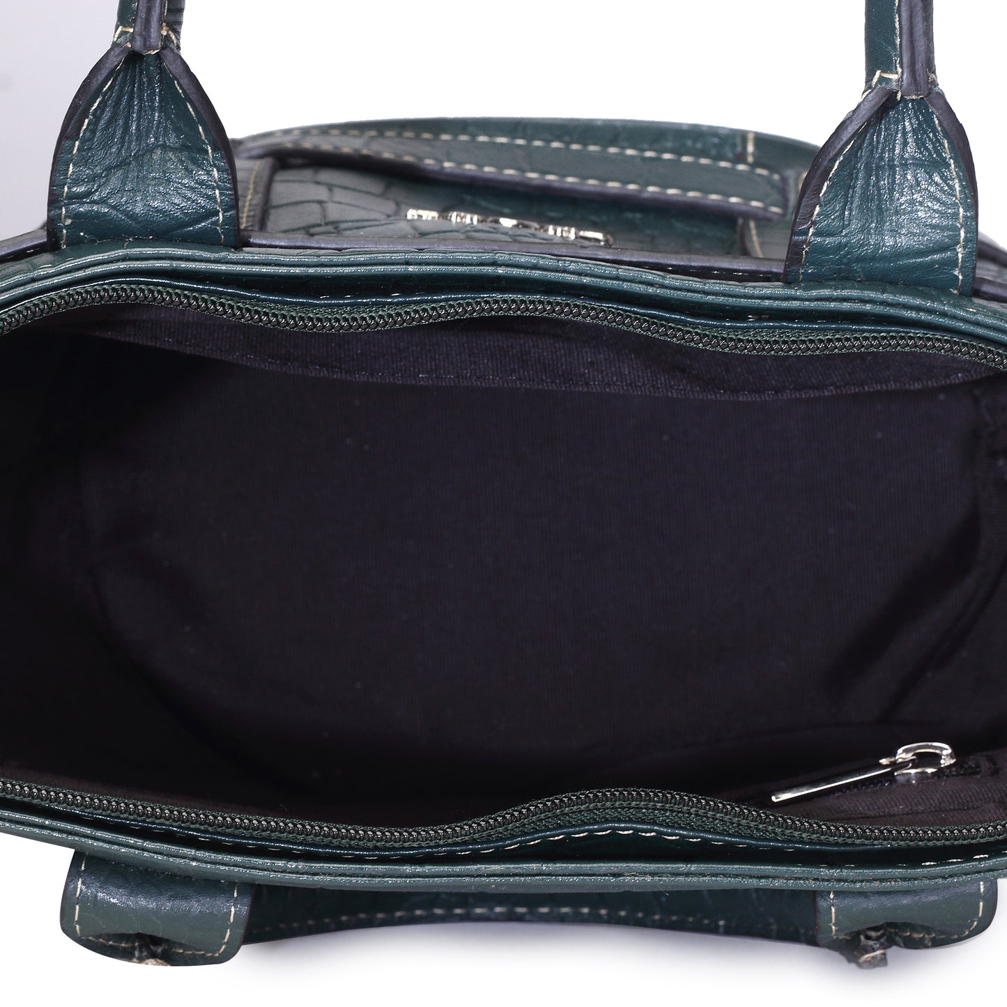 Syraah Green Croco-Print Premium Full-Grain Leather Tote Bag