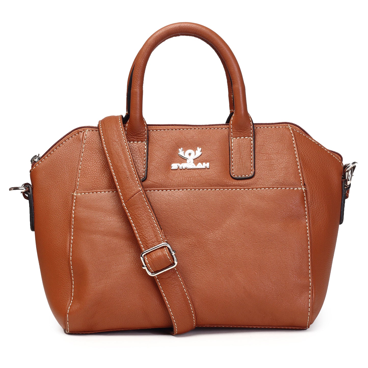 Syraah Tan Full-Grain Leather Mini Satchel Bag