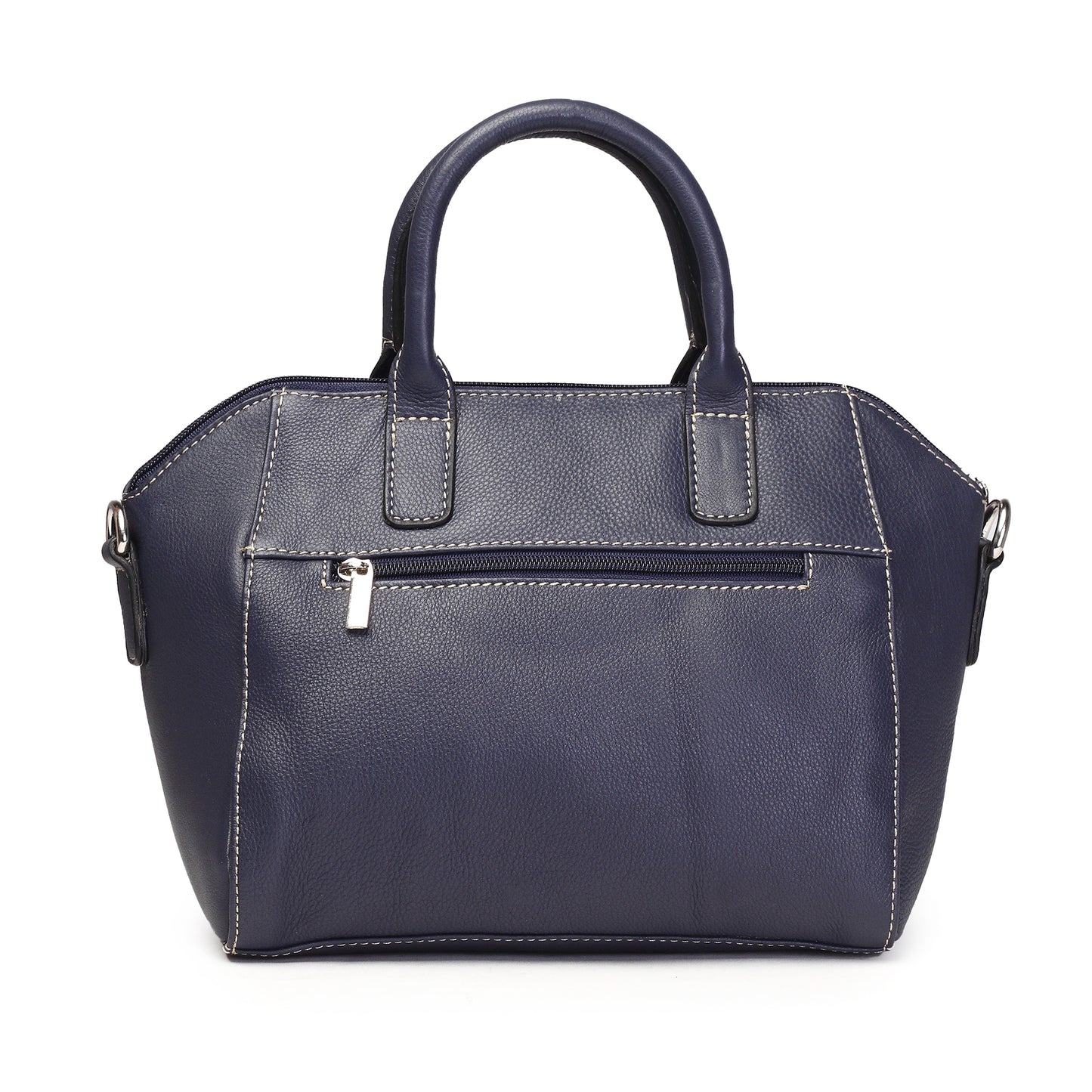 Syraah Navy Blue Full-Grain Leather Mini Satchel Bag