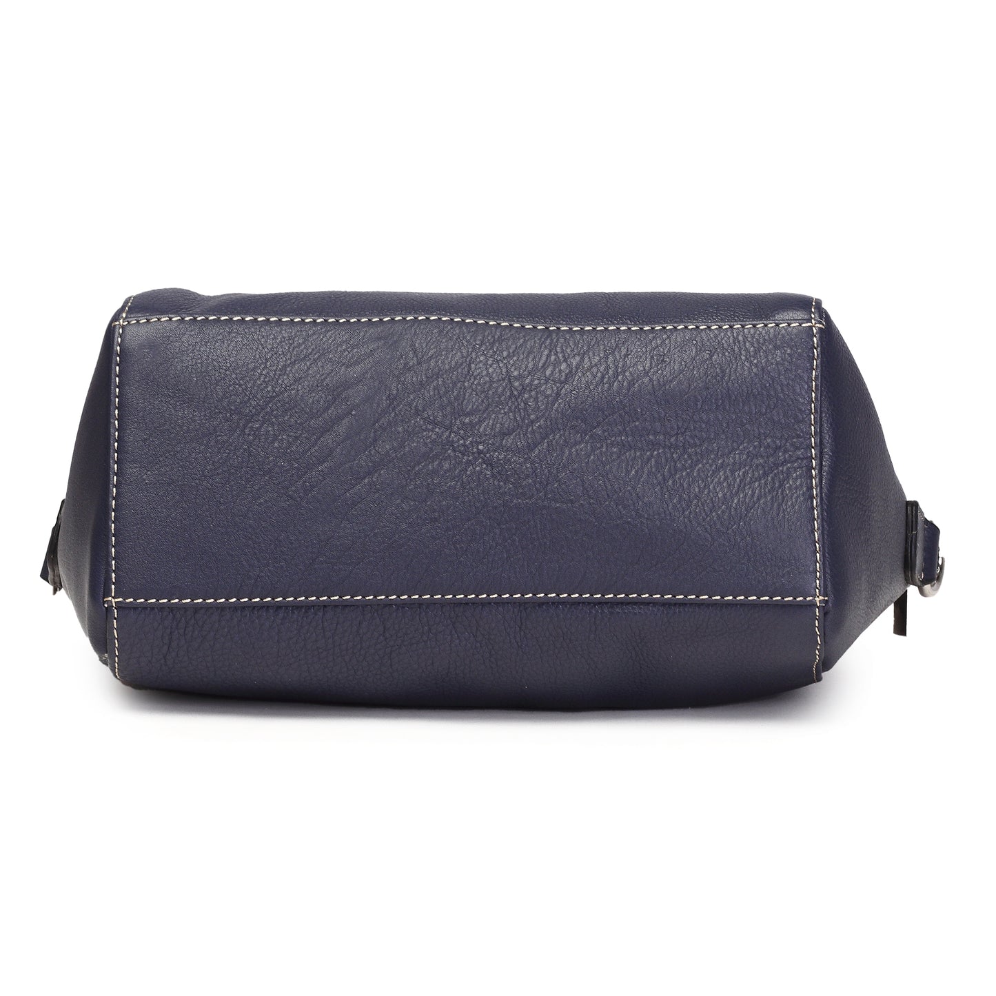 Syraah Navy Blue Full-Grain Leather Mini Satchel Bag