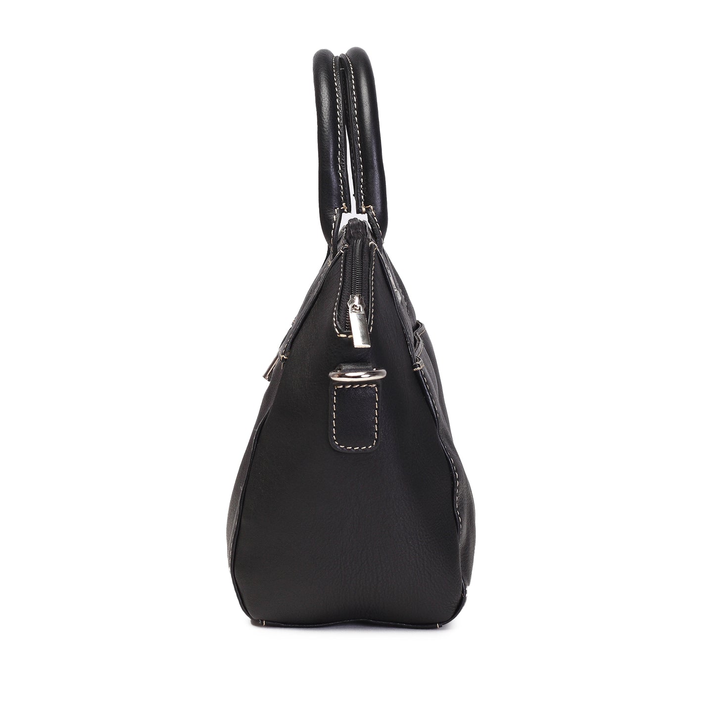 Syraah Black Full-Grain Leather Mini Satchel Bag