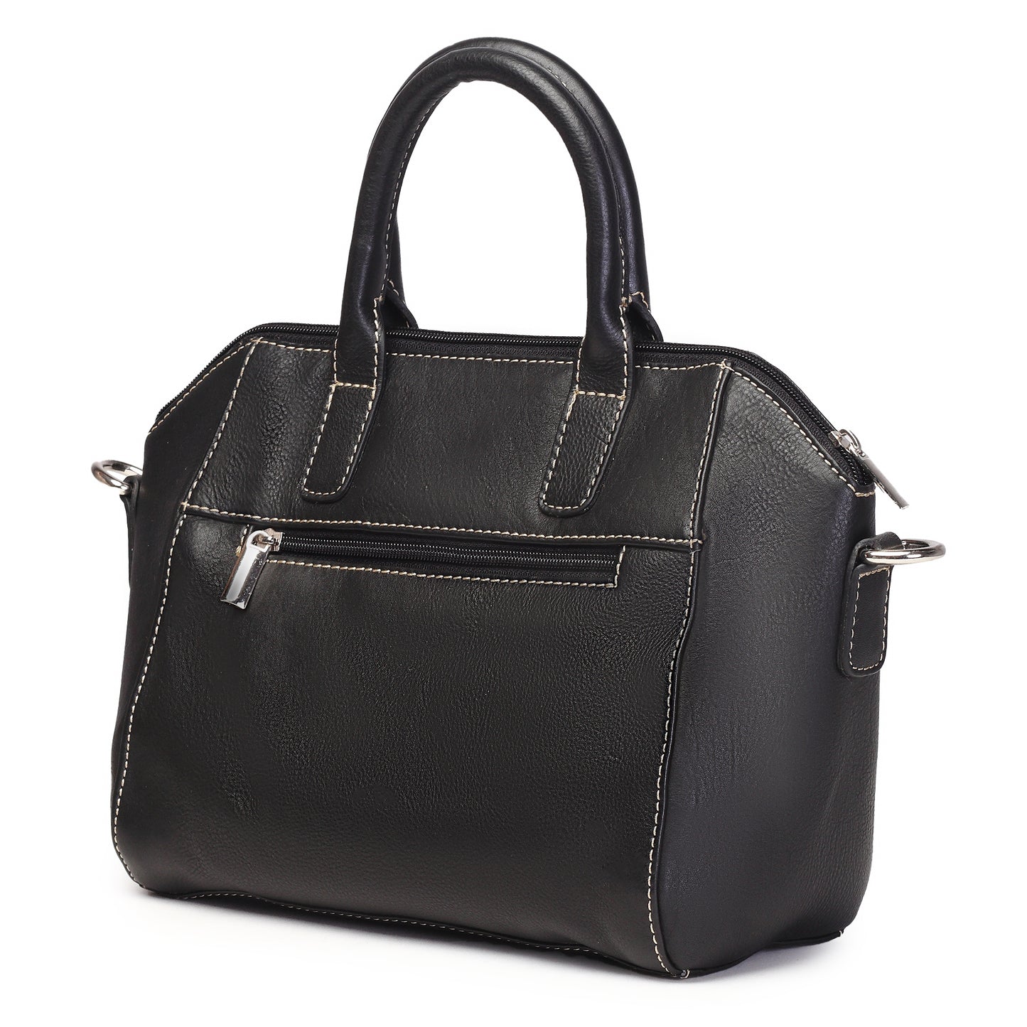 Syraah Black Full-Grain Leather Mini Satchel Bag