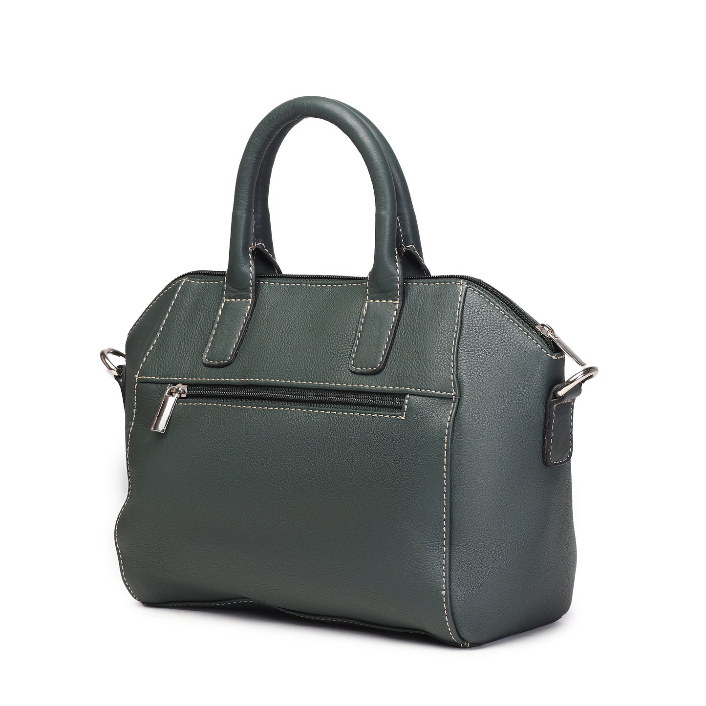 Syraah Bottle Green Full-Grain Leather Mini Satchel Bag