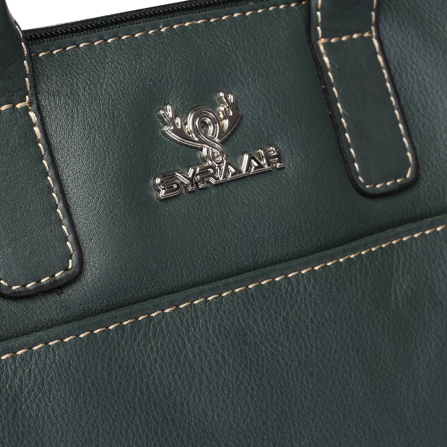 Syraah Bottle Green Full-Grain Leather Mini Satchel Bag