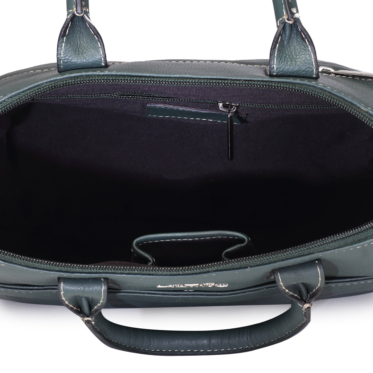 Syraah Bottle Green Full-Grain Leather Mini Satchel Bag