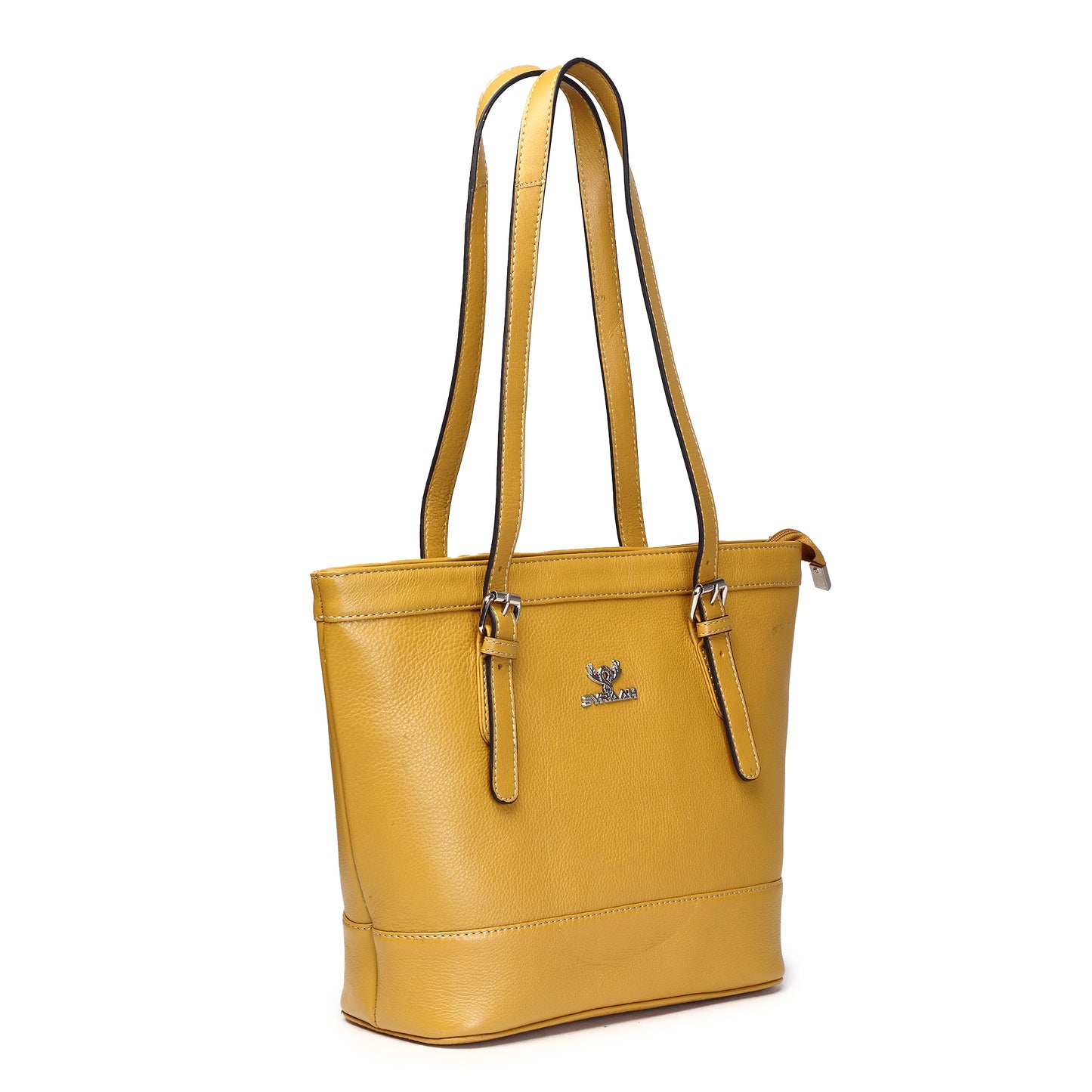 Syraah Yellow Full-Grain Leather Premium Tote Bag