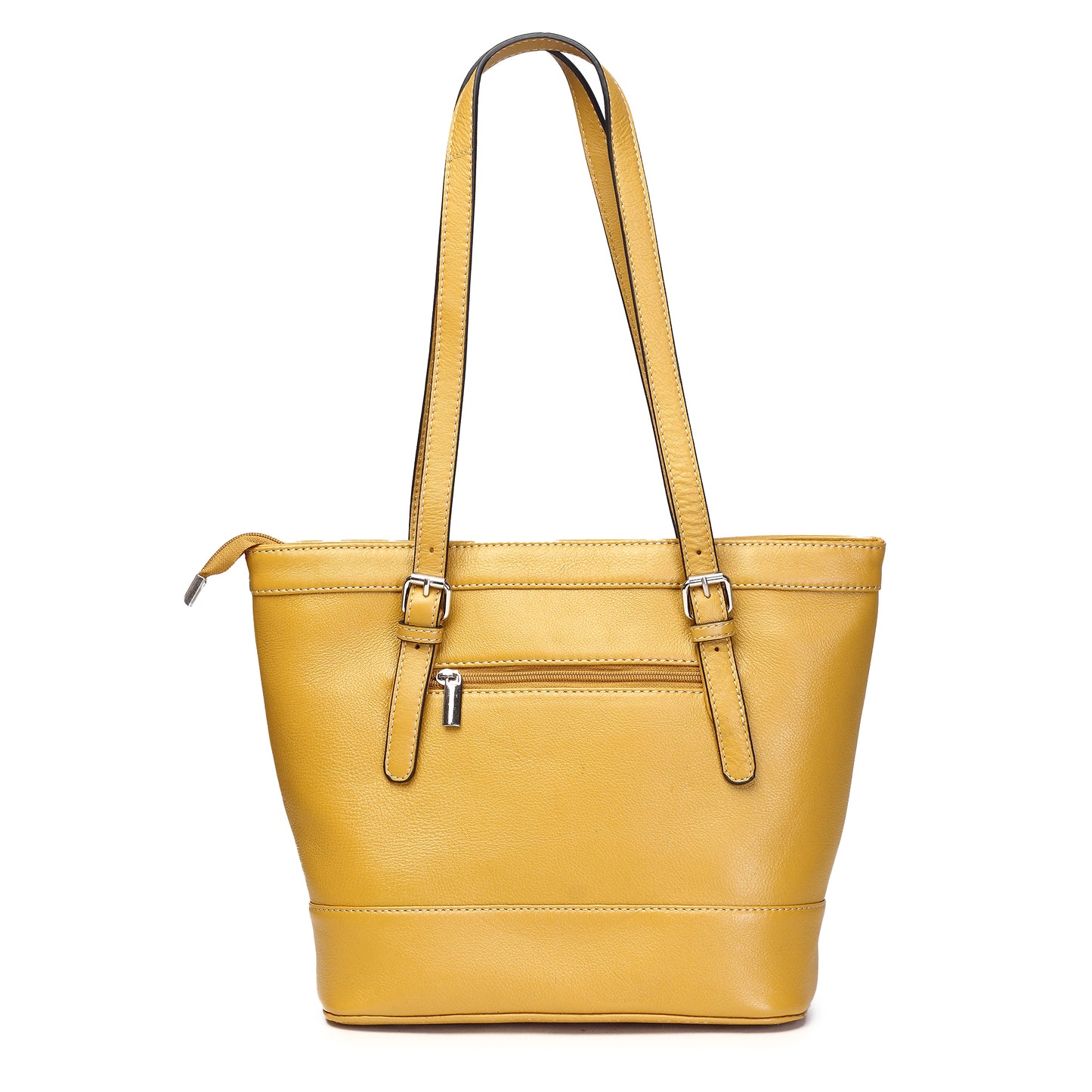 Syraah Yellow Full-Grain Leather Premium Tote Bag