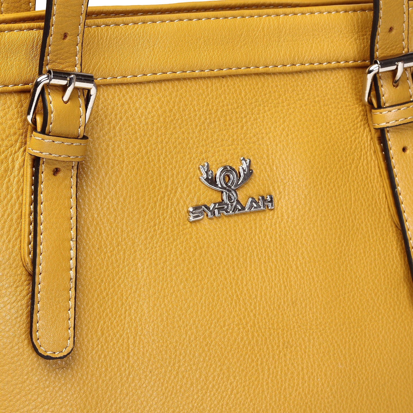 Syraah Yellow Full-Grain Leather Premium Tote Bag