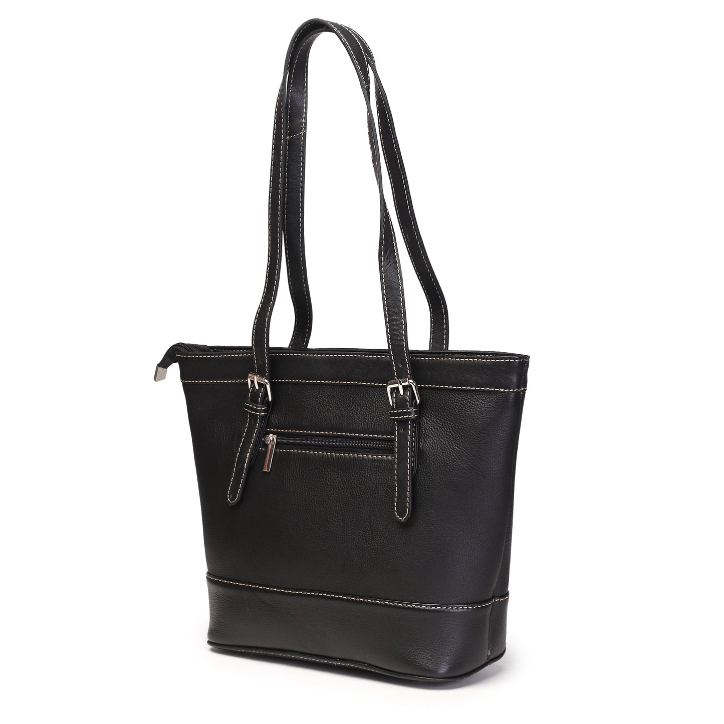 Syraah Black Full-Grain Leather Premium Tote Bag