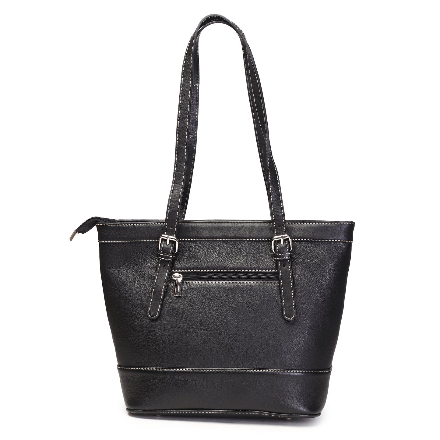 Syraah Black Full-Grain Leather Premium Tote Bag