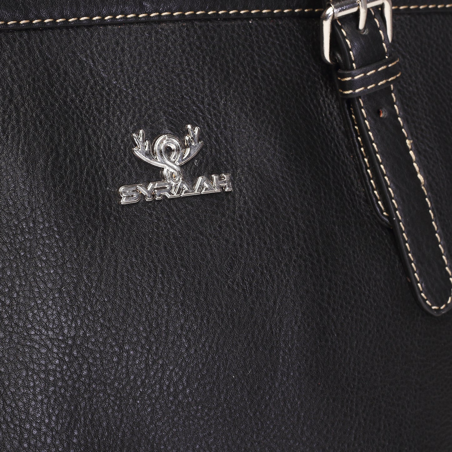 Syraah Black Full-Grain Leather Premium Tote Bag