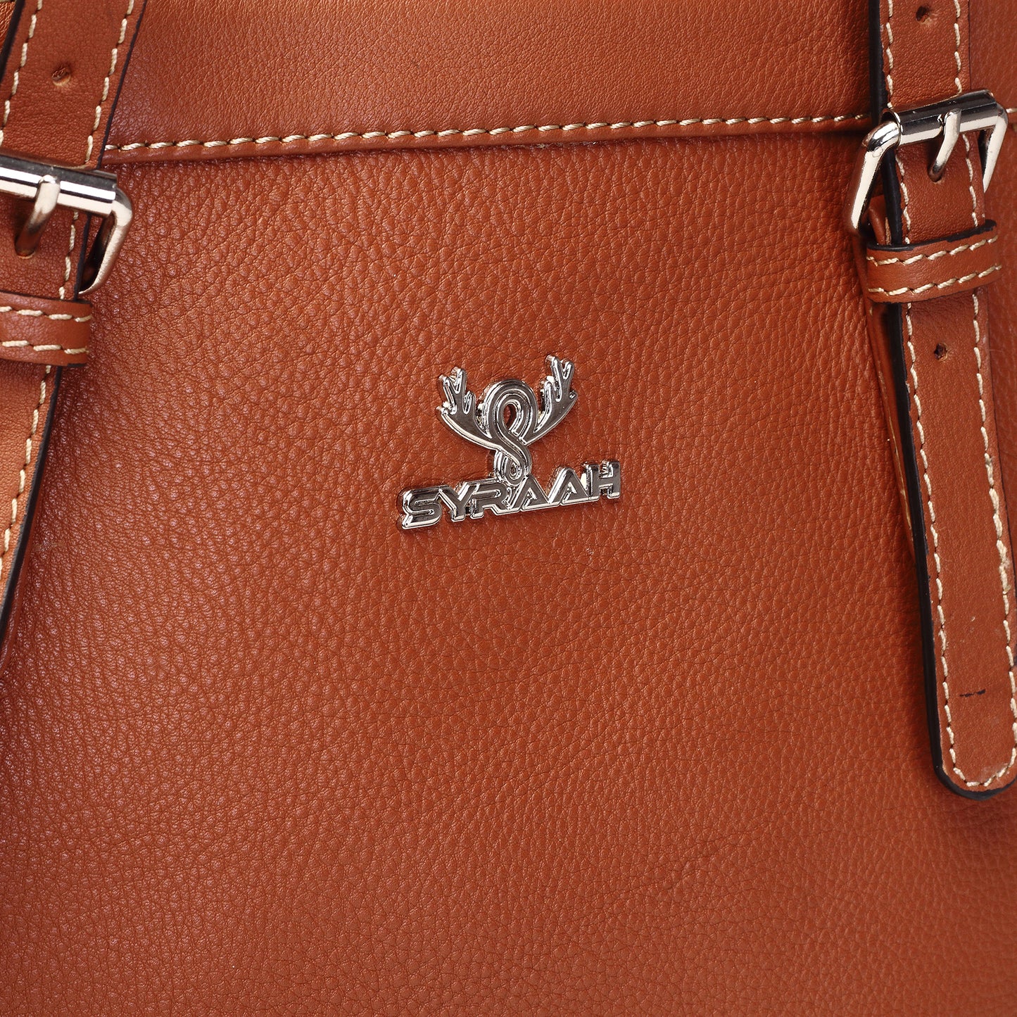 Syraah Tan Full-Grain Leather Premium Tote Bag