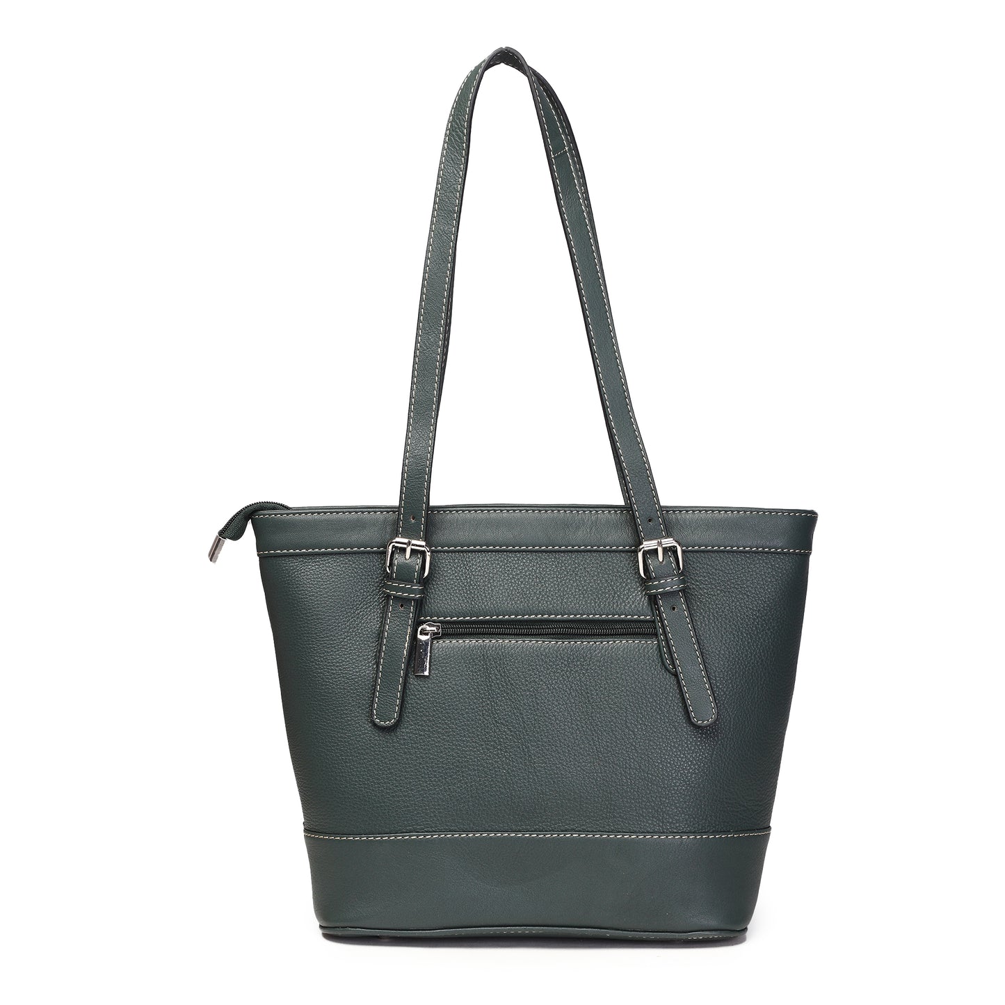 Syraah Green Full-Grain Leather Premium Tote Bag
