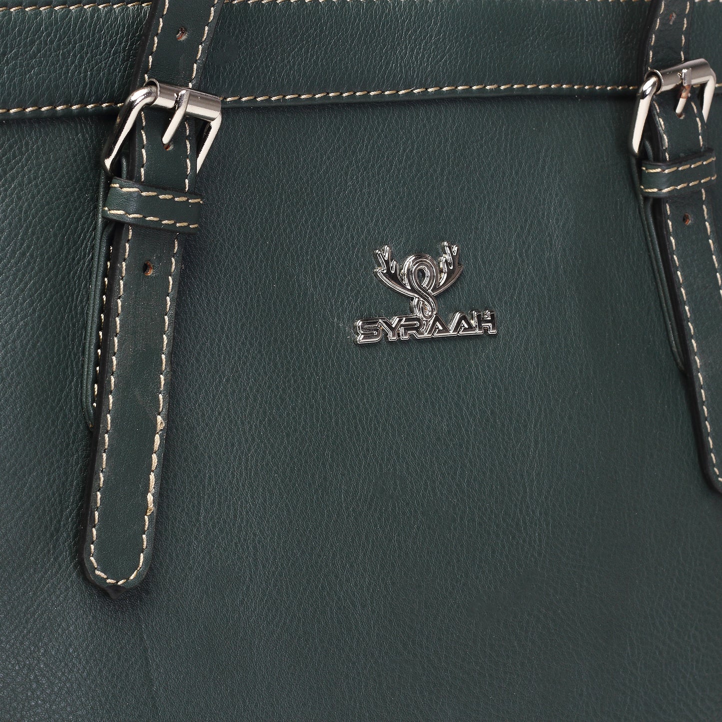 Syraah Green Full-Grain Leather Premium Tote Bag