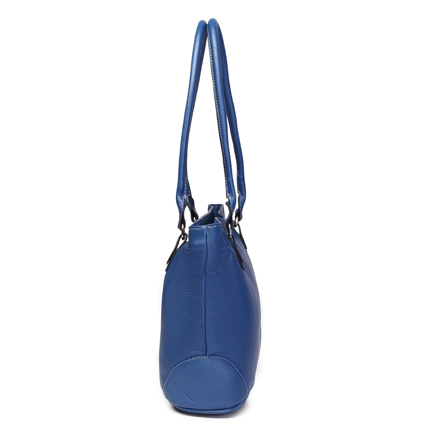 Syraah Blue Full-Grain Leather Shoulder Tote Bag