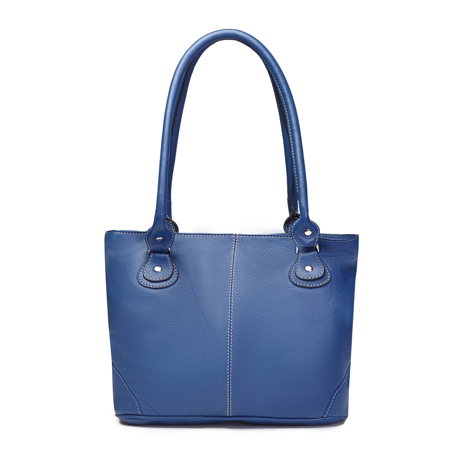 Syraah Blue Full-Grain Leather Shoulder Tote Bag