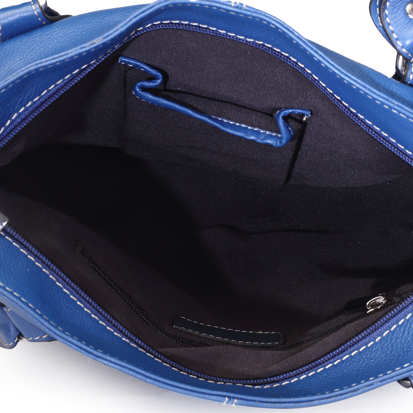 Syraah Blue Full-Grain Leather Shoulder Tote Bag