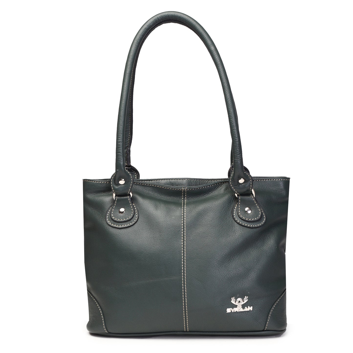 Syraah Tan Full-Grain Leather Shoulder Tote Bag