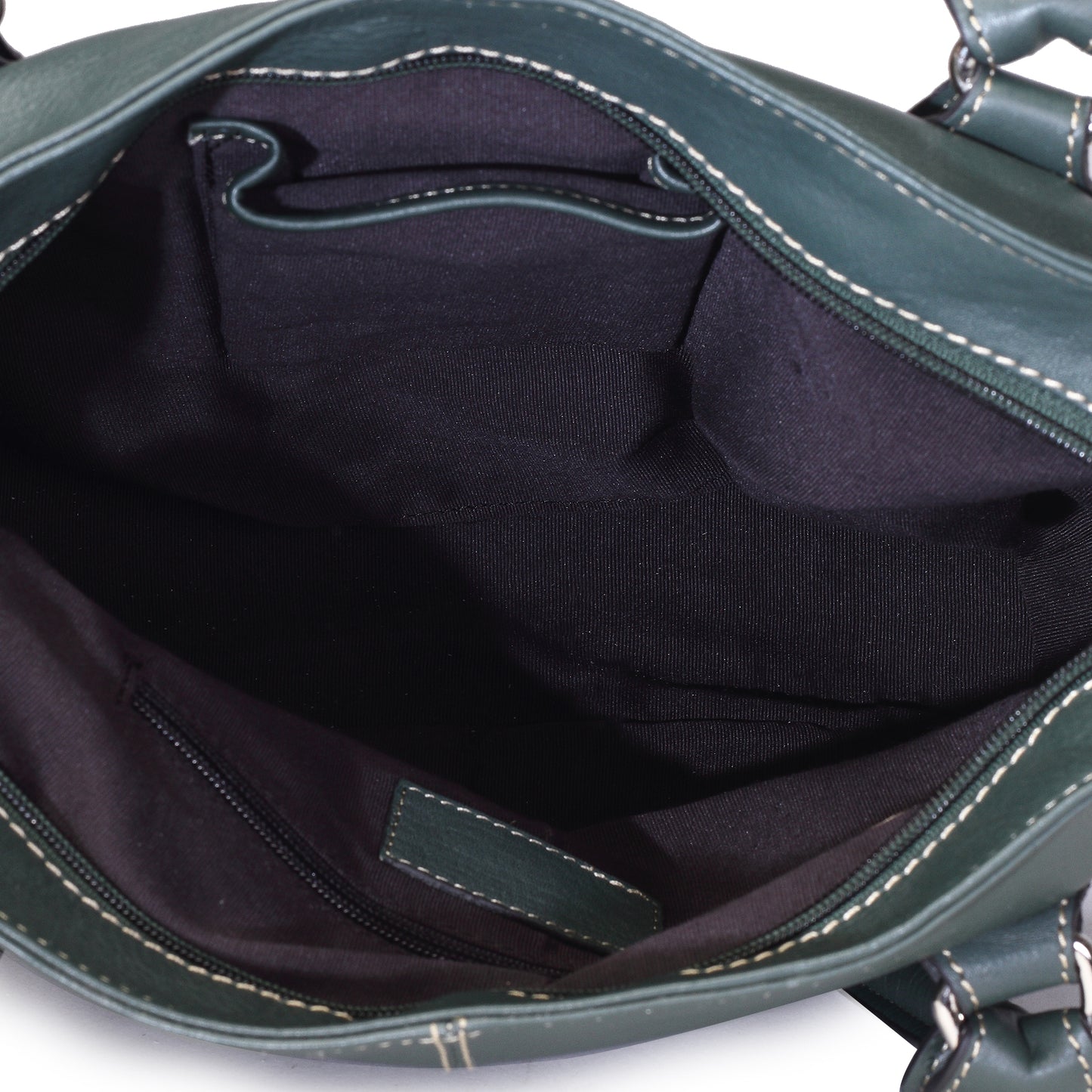 Syraah Bottle Green Full-Grain Leather Shoulder Tote Bag