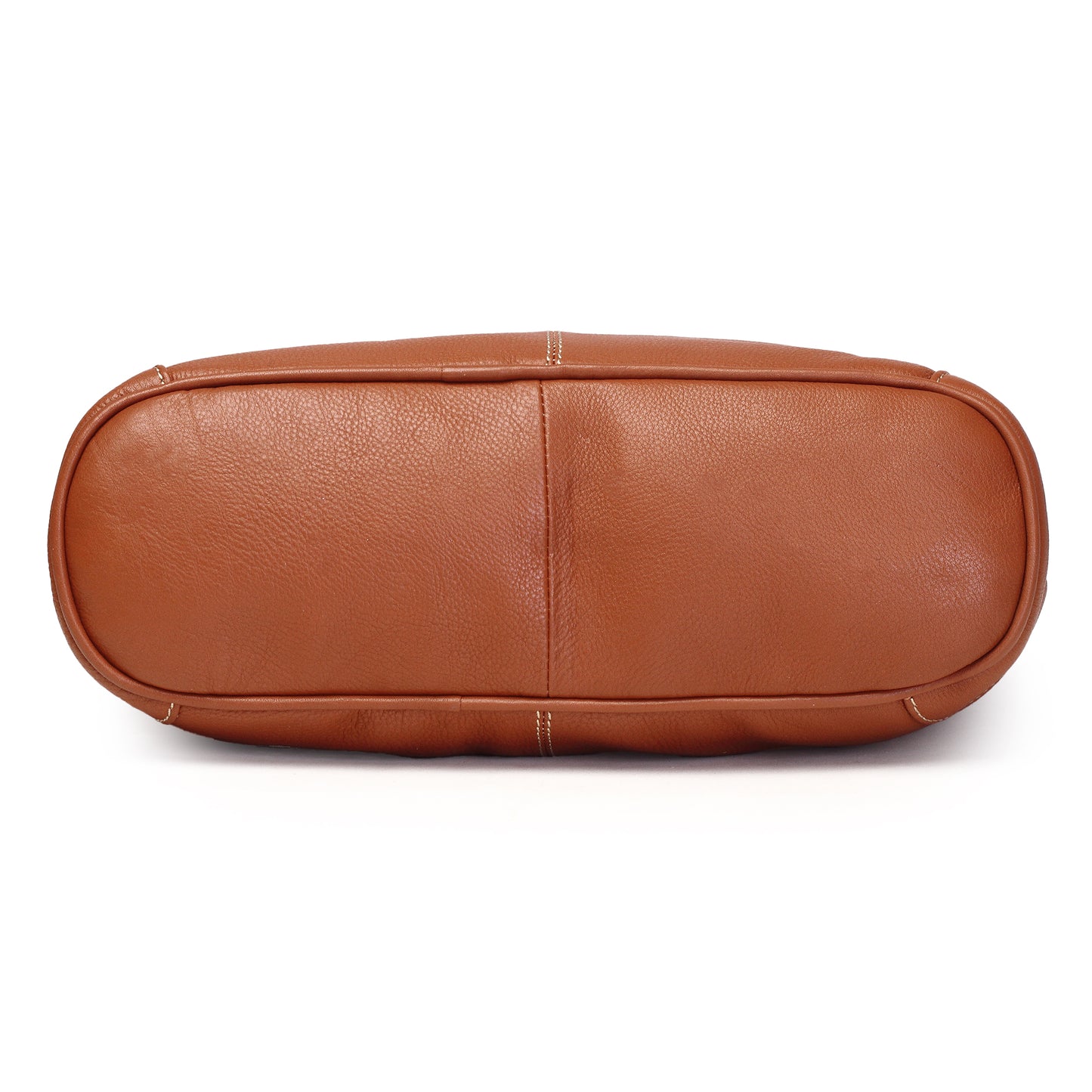 Syraah Tan Full-Grain Leather Shoulder Tote Bag