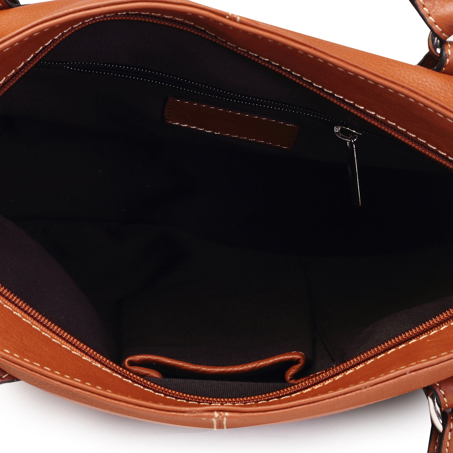 Syraah Tan Full-Grain Leather Shoulder Tote Bag
