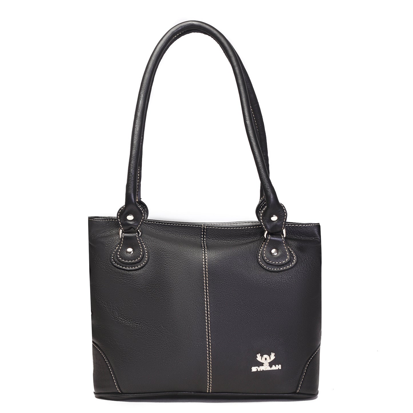 Syraah Tan Full-Grain Leather Shoulder Tote Bag
