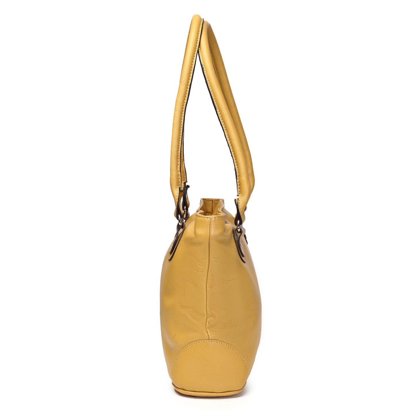 Syraah Mustard Yellow Full-Grain Leather Shoulder Tote Bag