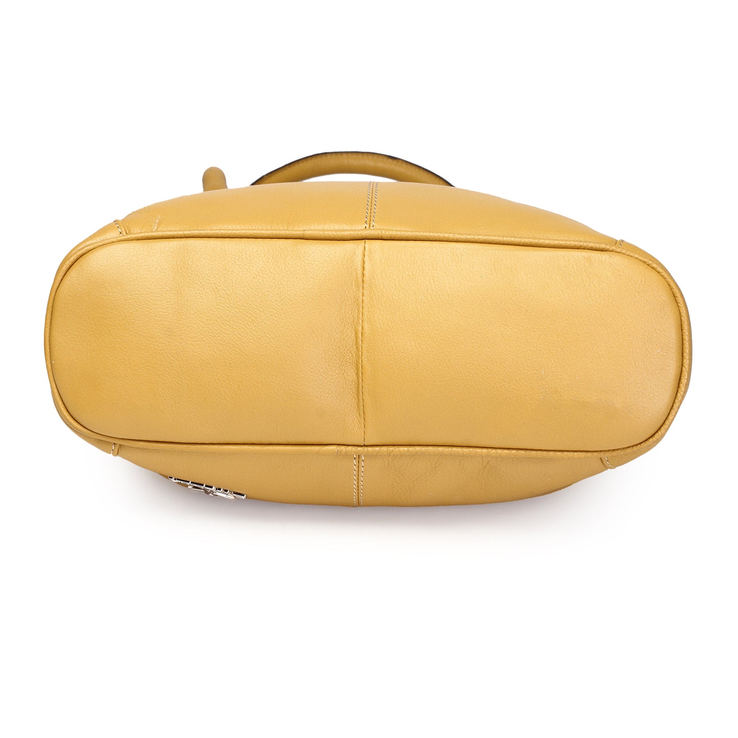 Syraah Mustard Yellow Full-Grain Leather Shoulder Tote Bag
