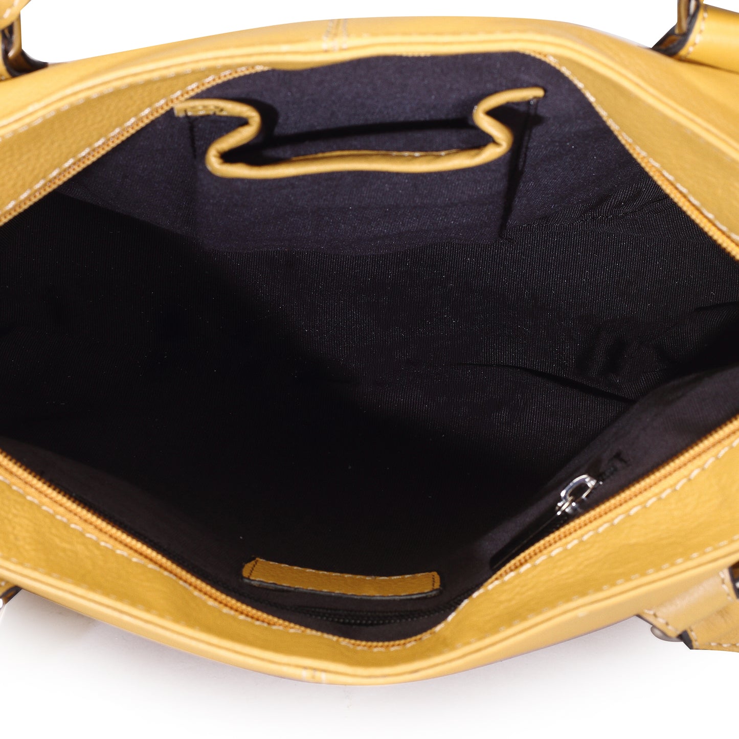 Syraah Mustard Yellow Full-Grain Leather Shoulder Tote Bag