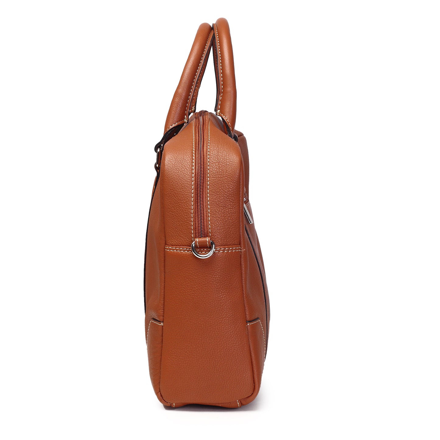 Syraah Premium Laptop Briefcase - Tan color - Full Grain Leather