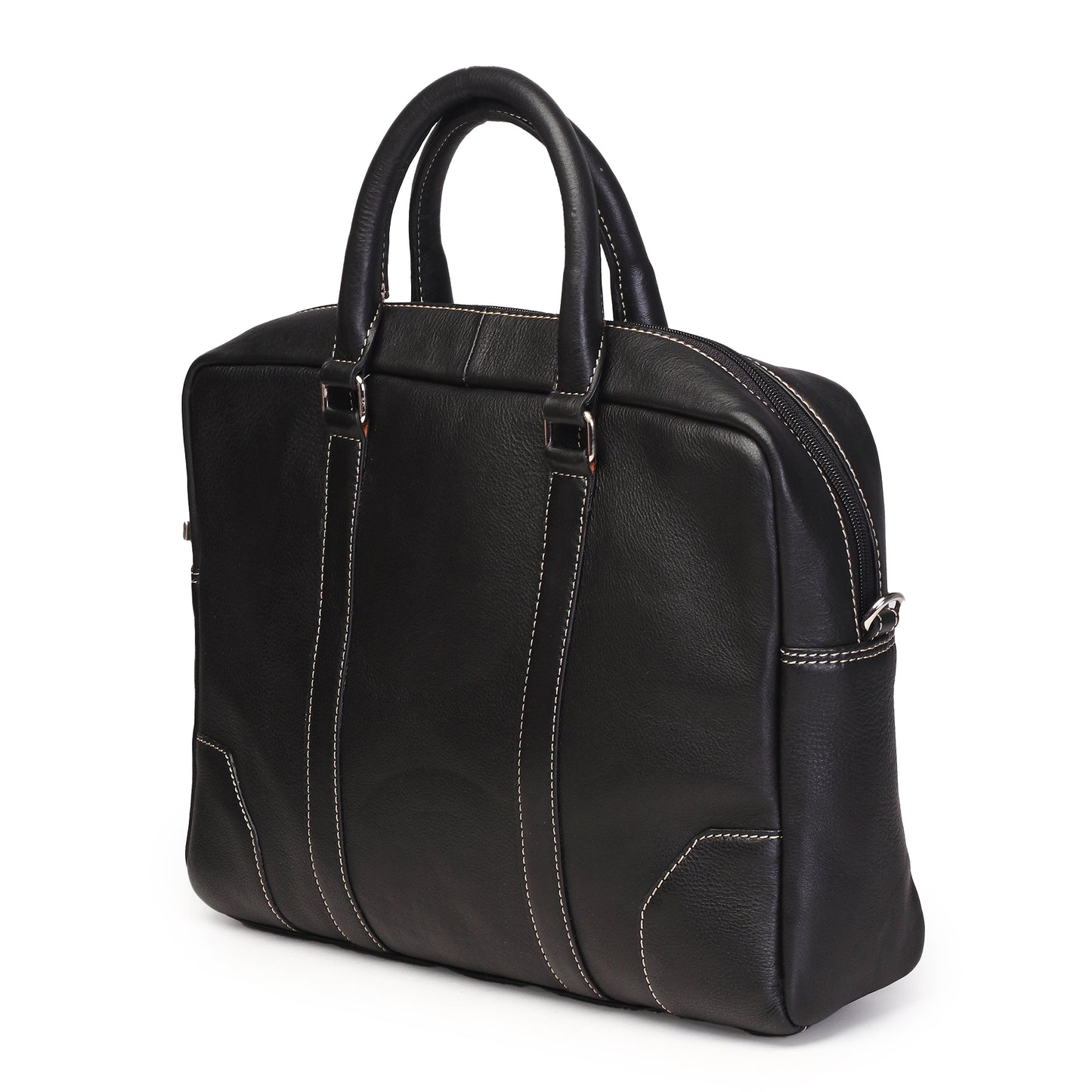 Syraah Premium Laptop Briefcase - Black color - Full Grain Leather