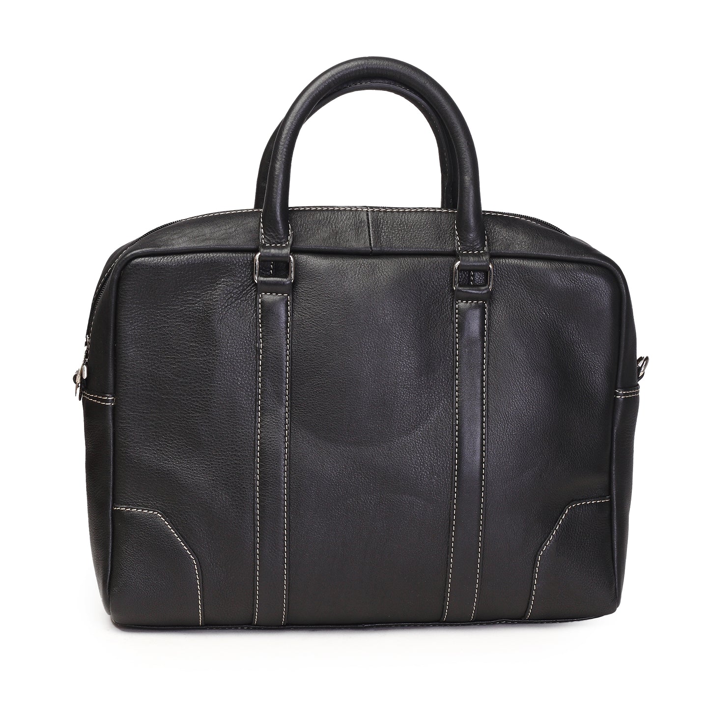 Syraah Premium Laptop Briefcase - Black color - Full Grain Leather