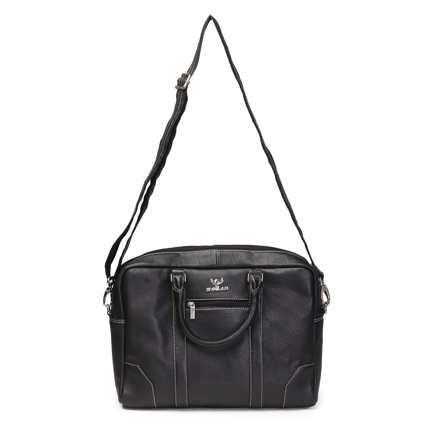 Syraah Premium Laptop Briefcase - Black color - Full Grain Leather