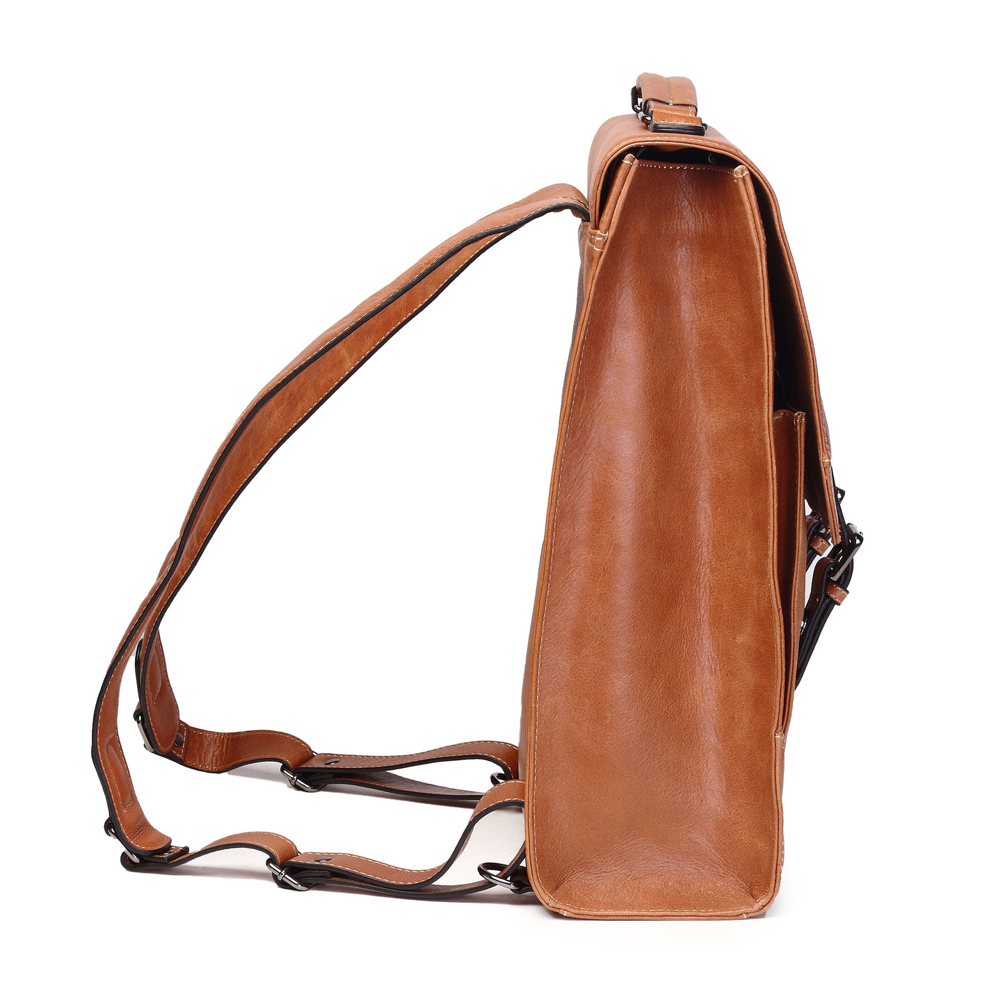 Syraah Premium Laptop Backpack - Tan Full-Grain Leather
