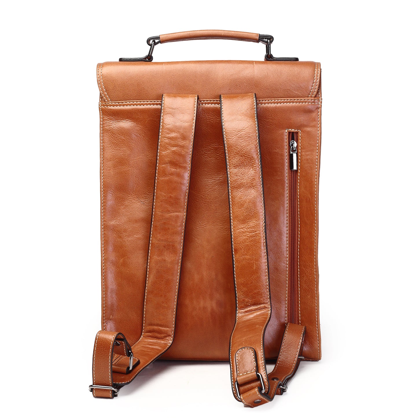 Syraah Premium Laptop Backpack - Tan Full-Grain Leather