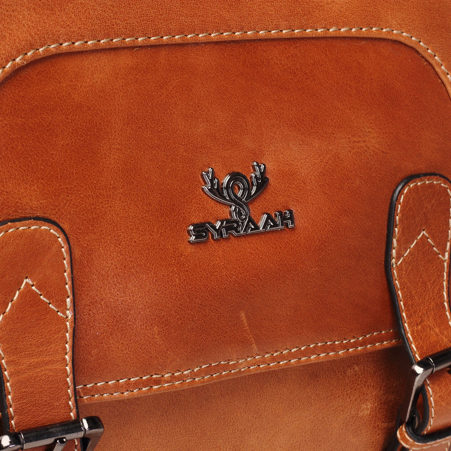 Syraah Premium Laptop Backpack - Tan Full-Grain Leather