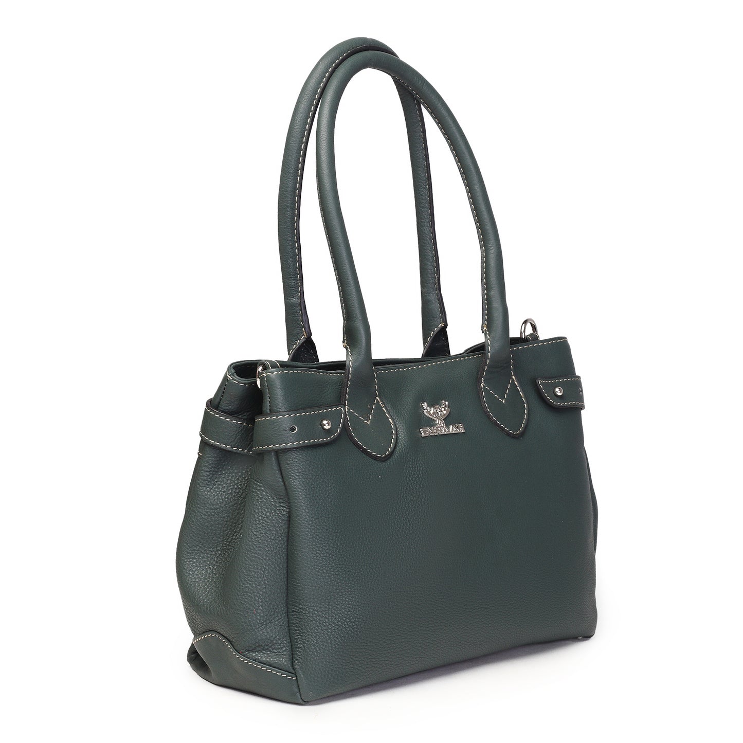 Syraah Elegant Handbag - Bottle Green - Full Grain Leather