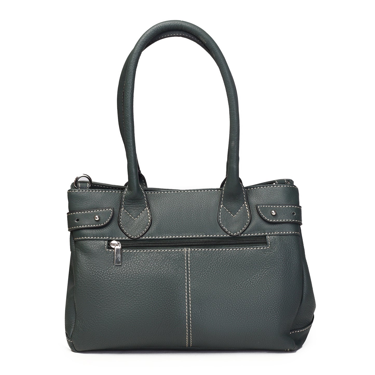Syraah Elegant Handbag - Bottle Green - Full Grain Leather