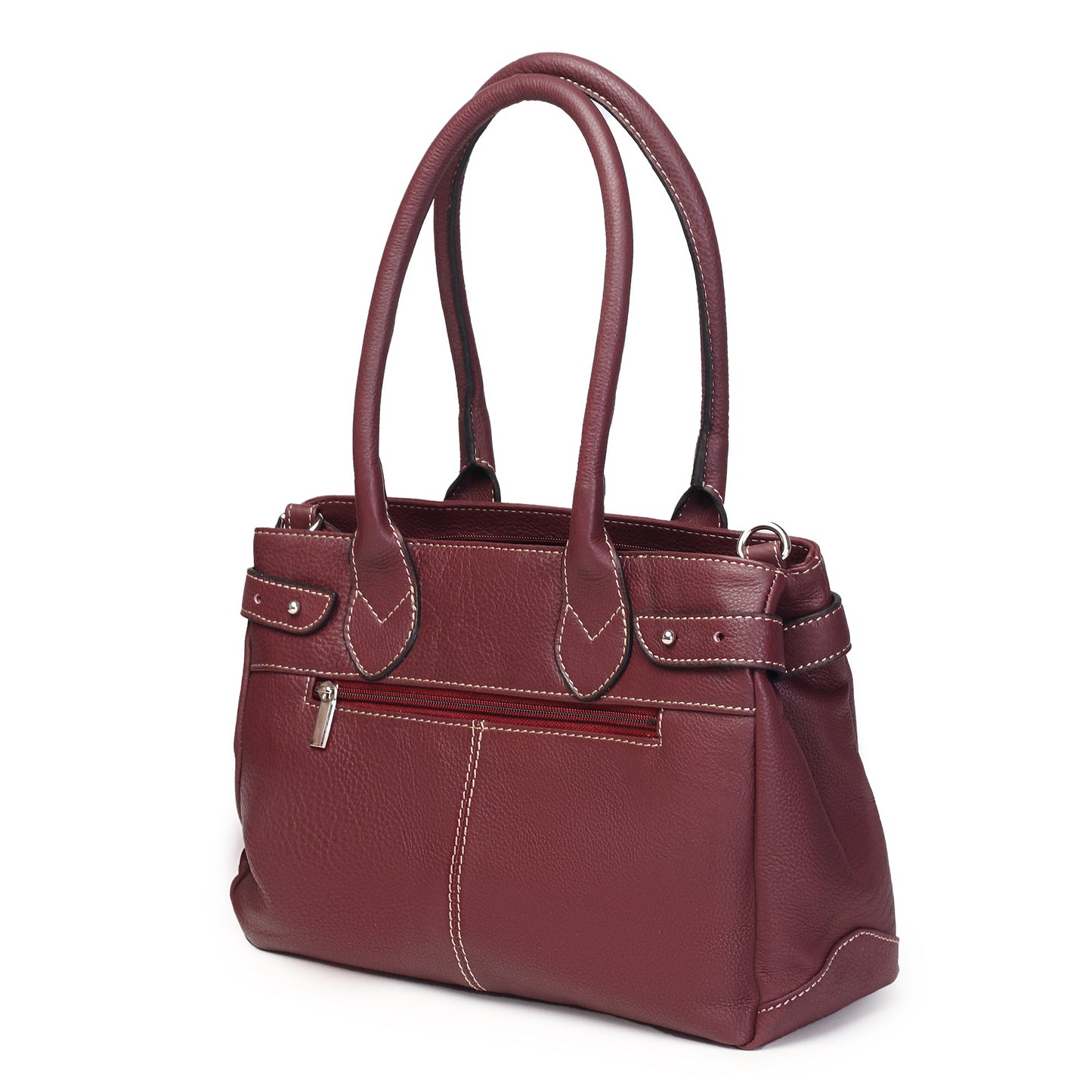 Syraah Elegant Handbag - Maroon - Full Grain Leather