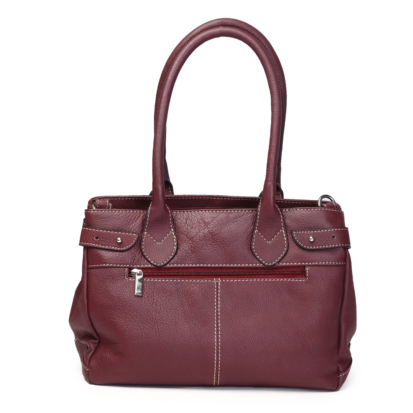 Syraah Elegant Handbag - Maroon - Full Grain Leather