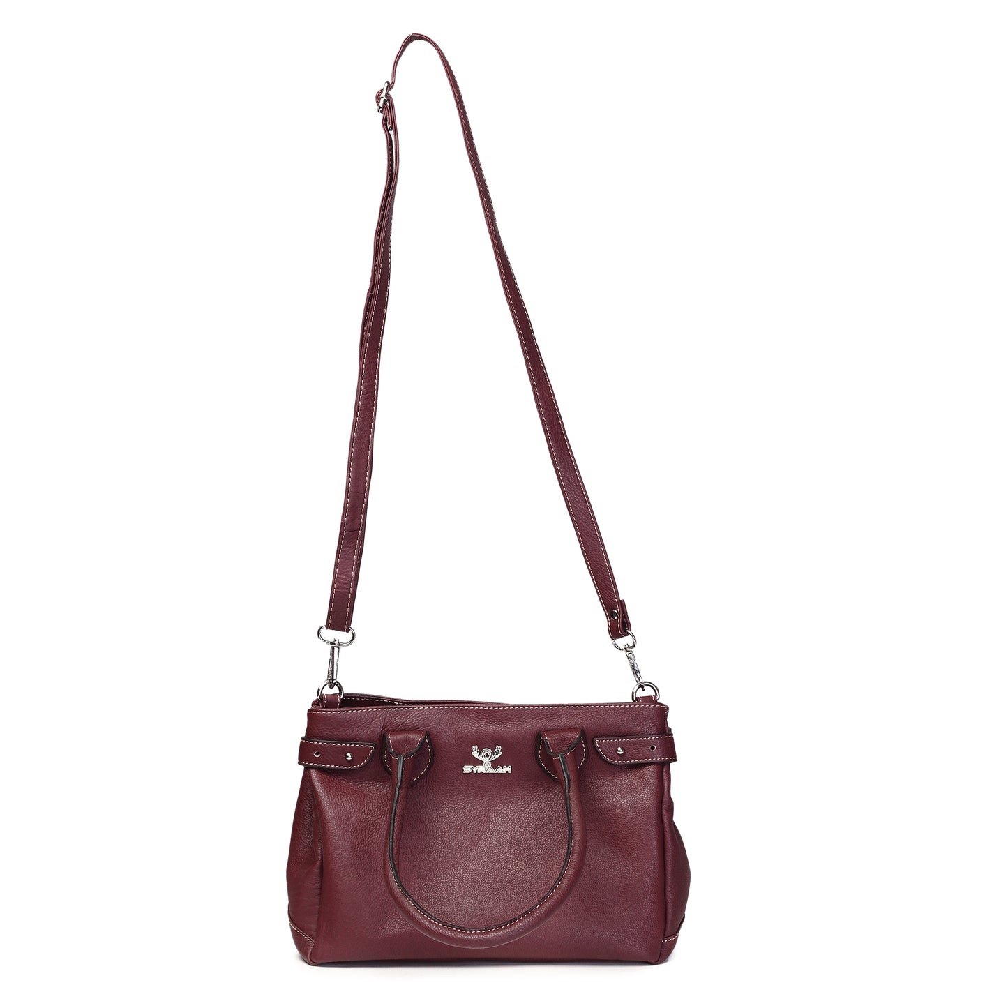 Syraah Elegant Handbag - Maroon - Full Grain Leather