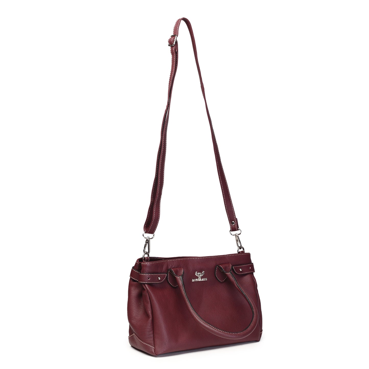 Syraah Elegant Handbag - Maroon - Full Grain Leather
