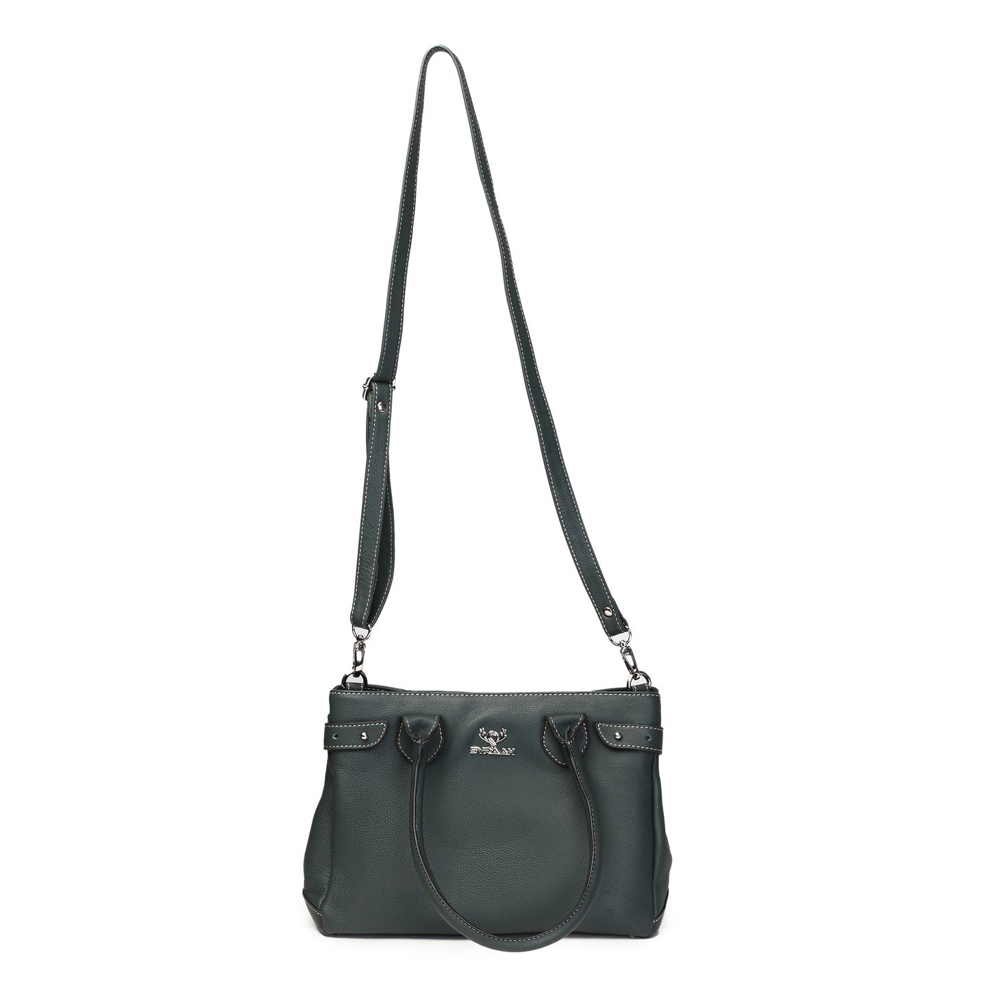 Syraah Elegant Handbag - Bottle Green - Full Grain Leather