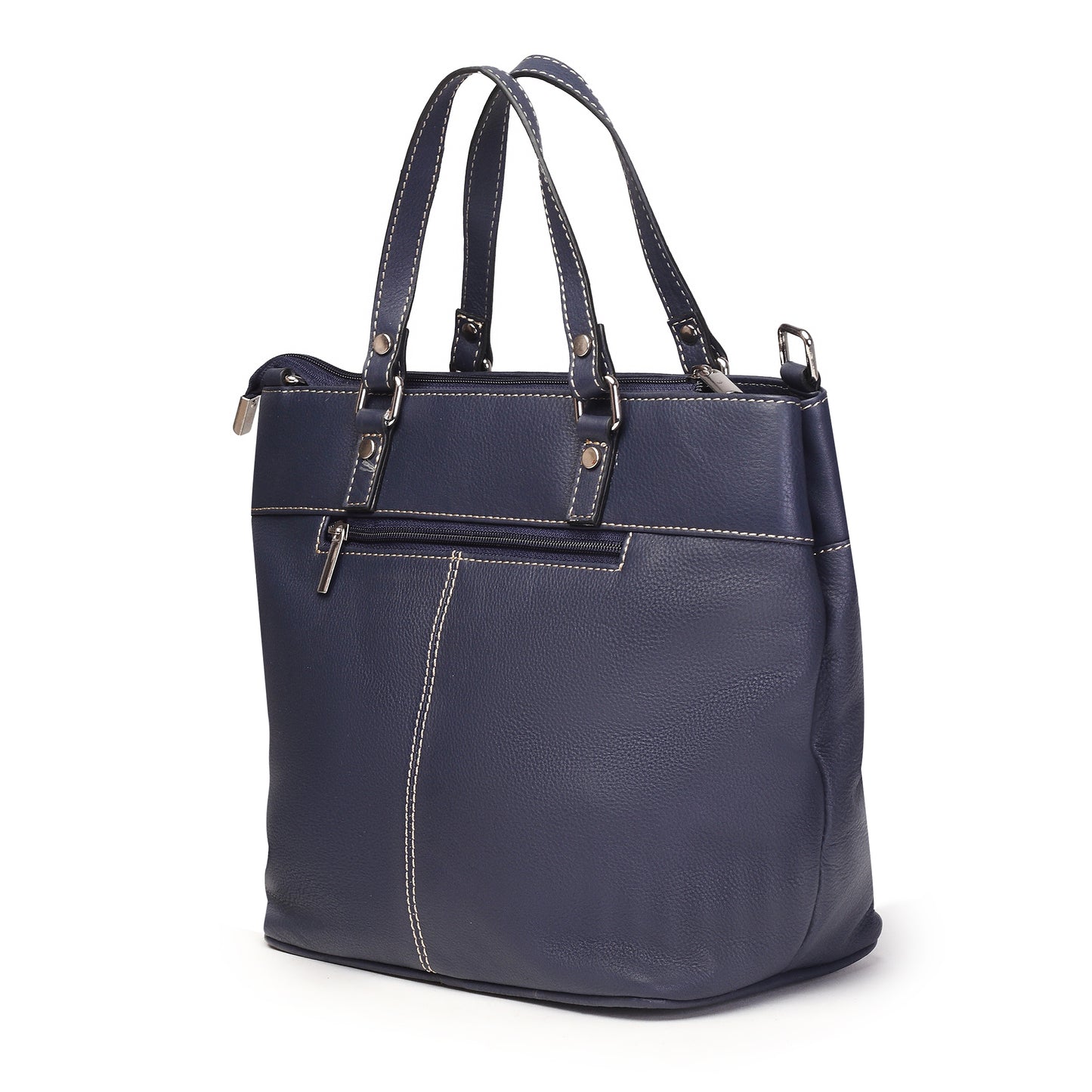 Syraah Classic Blue Tote Bag - Full-Grain Leather