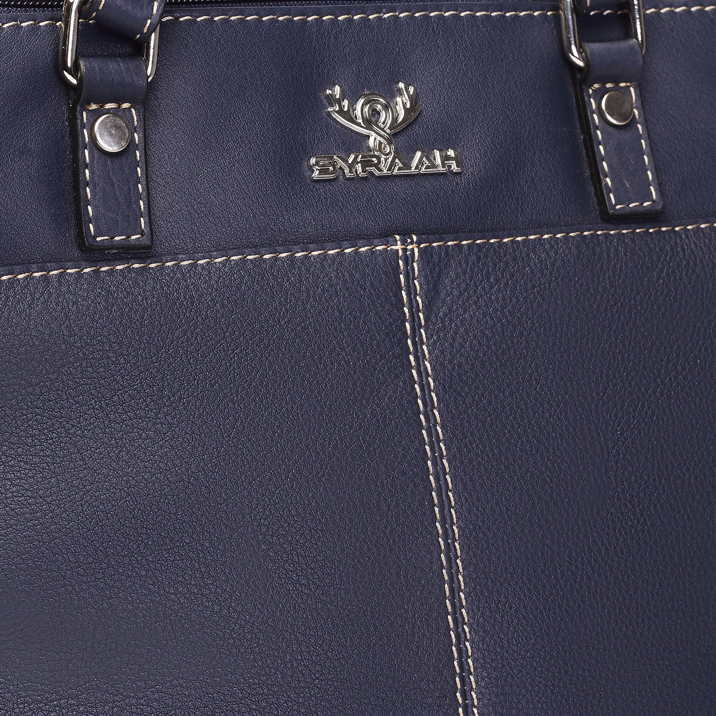 Syraah Classic Blue Tote Bag - Full-Grain Leather