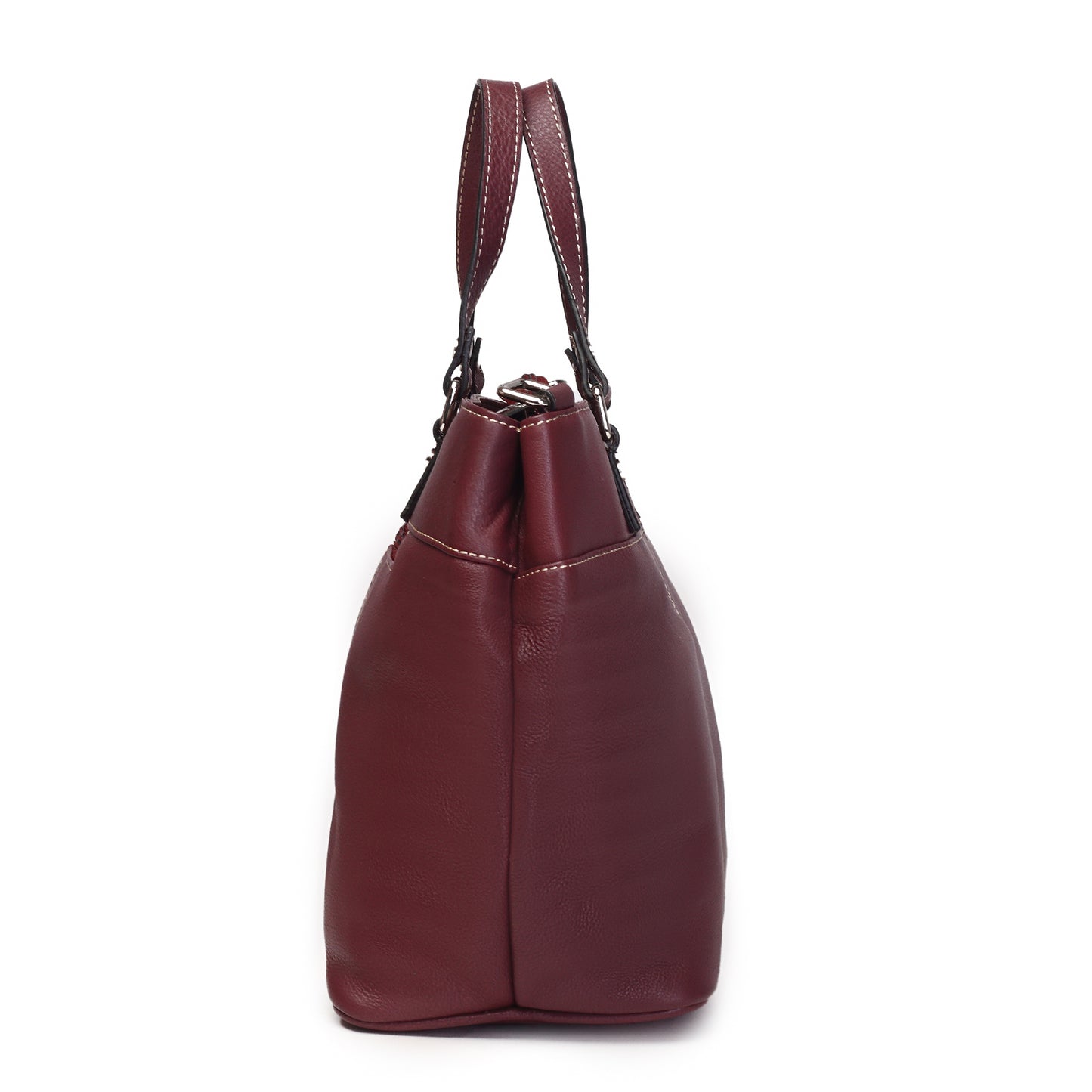 Syraah Classic Maroon Tote Bag - Full Grain Leather