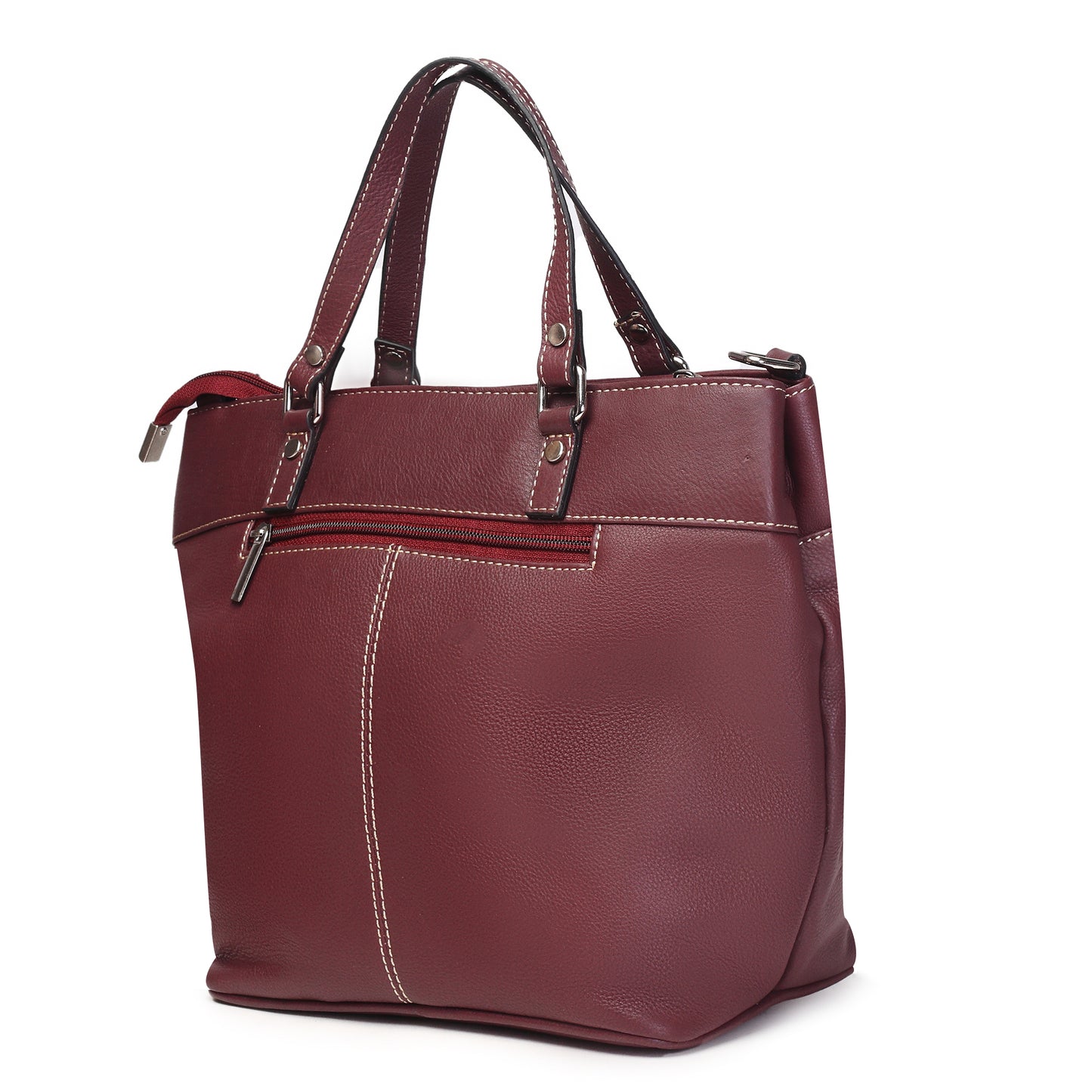 Syraah Classic Maroon Tote Bag - Full Grain Leather