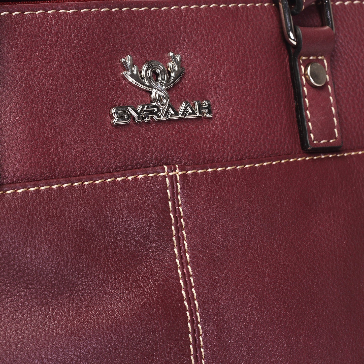Syraah Classic Maroon Tote Bag - Full Grain Leather