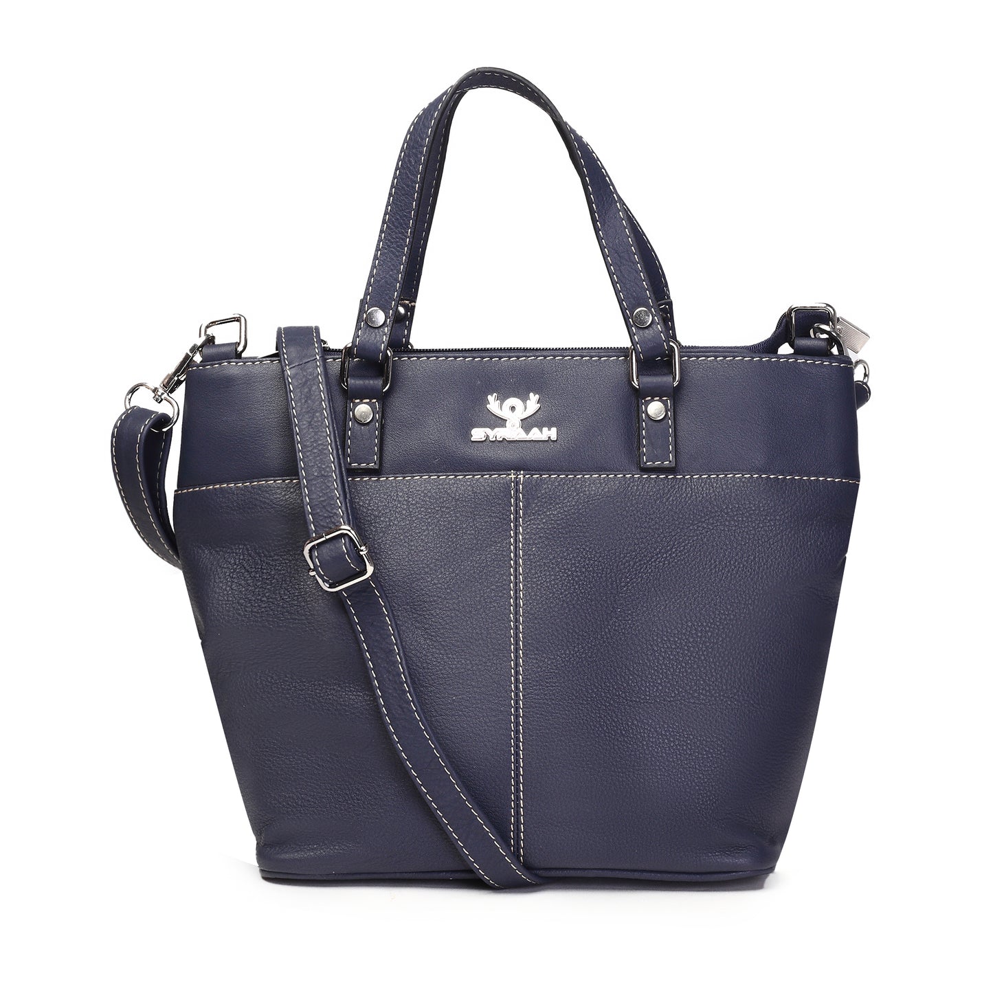 Syraah Classic Blue Tote Bag - Full-Grain Leather